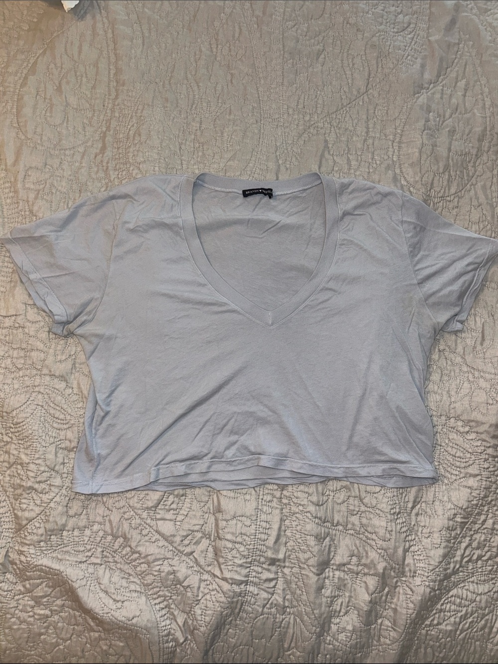 Brandy Melville Light Blue V-Neck Crop Top